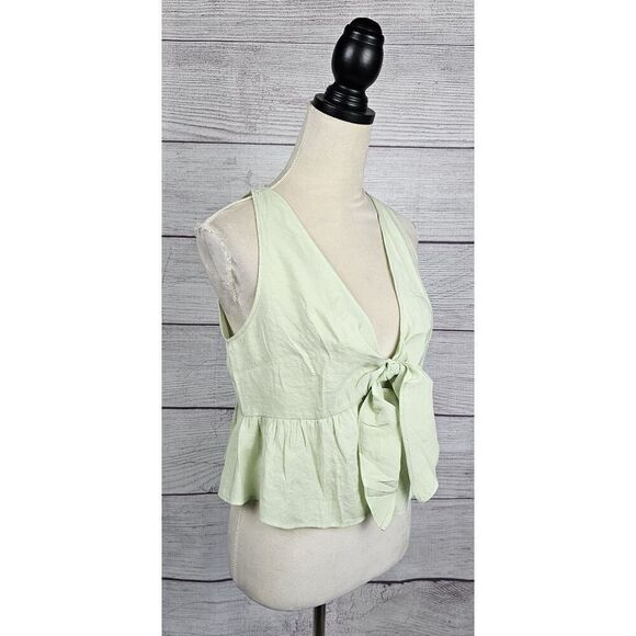 Zara Peplum Cropped Deep V-Neck Halter Top Mint Green Size Small - Picture 5 of 11